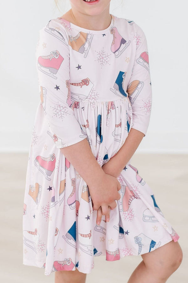 figure-skate-3-4-sleeve-twirl-dress Mila &  Rose - Sophia's Style-Figure Skate 3/4 Sleeve Twirl Dress-6-12M--1